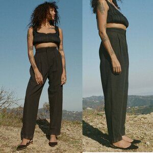 Doen Louvre Pant in Black Linen Size 6, 8, 10